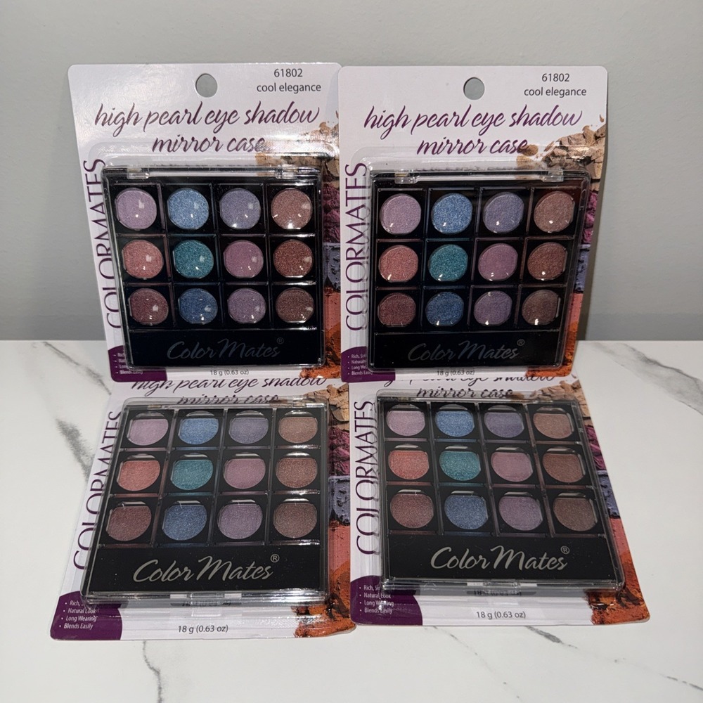 Colormates High Pearl Eyeshadow Mirror Case Cool Elegance Shimmer Palette 4pk